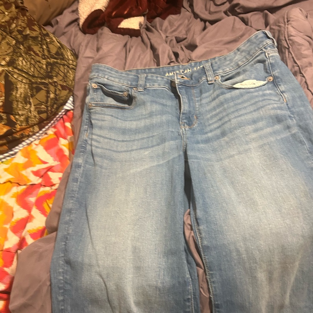 American Eagle Outfitters Light Blue Straight Leg Jeans size 14 long